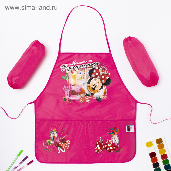 Набор для девочек "Рукодельница", Минни Маус, фартук 45 х 49 см и нарукавники - Фото 1