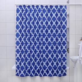 Штора для ванны Доляна «Марокко», 180×180 см, полиэстер, цвет синий