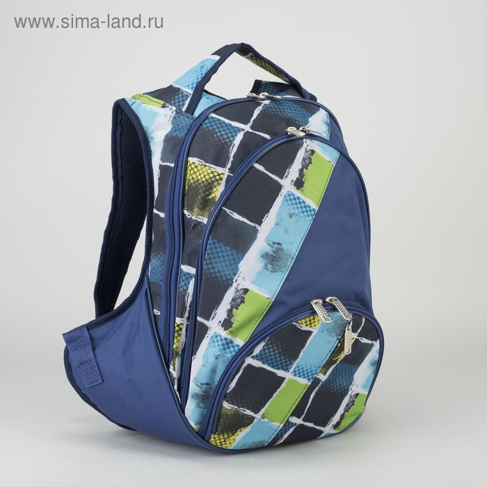 Рюкзак молодёжный "Клякса", 2 отдела, 1 наружный карман, синий - Фото 1
