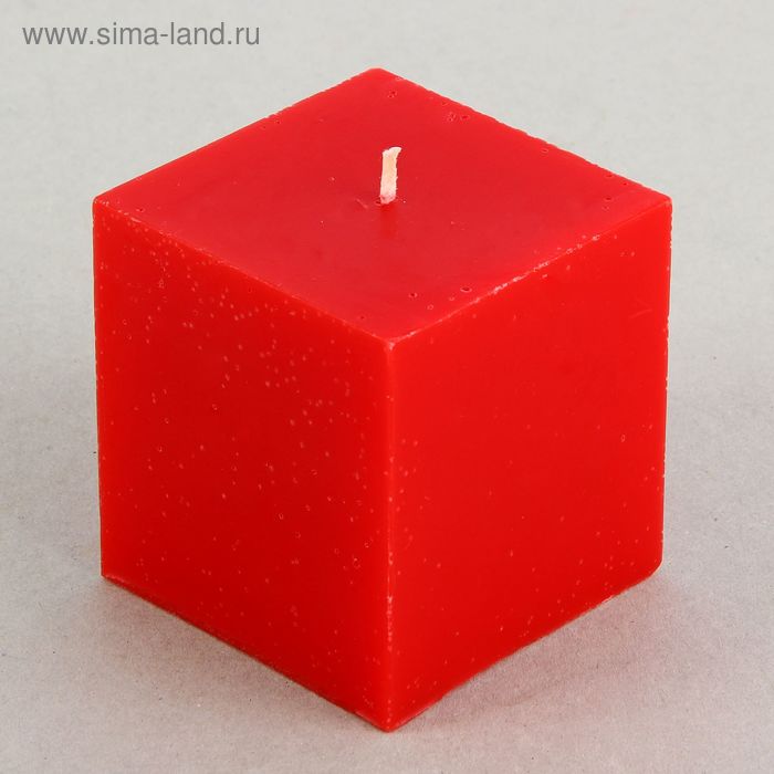 Свеча куб, красная, 8х7см - Фото 1