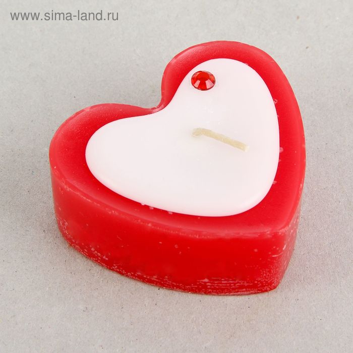 Свеча "Сердце малое" с декором  6 х 3 см, цвет красный - Фото 1