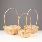Набор корзин плетёных, бамбук, 3 шт., натуральный цвет - Фото 2