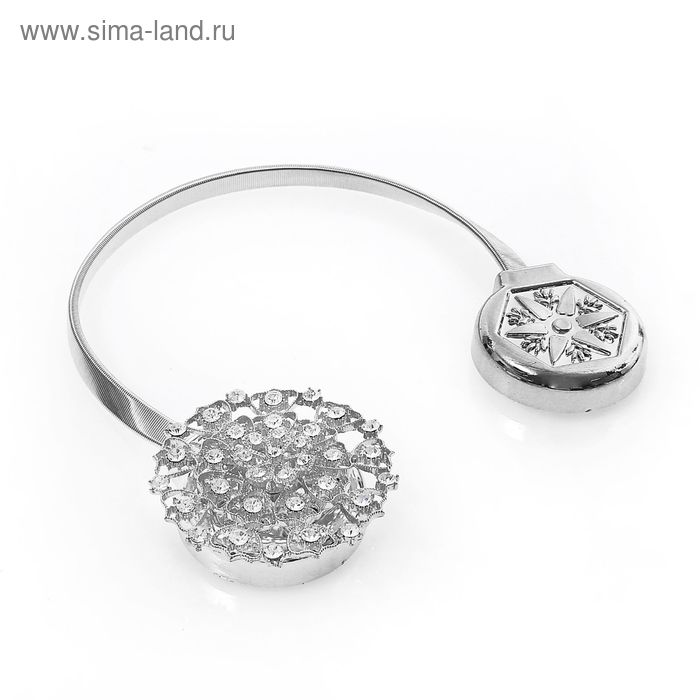 Подхват для штор на пружинной петле "Диана", d=7cм, под серебро - Фото 1