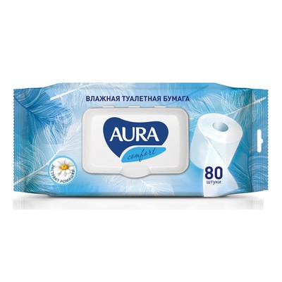 Туалетная бумага влажная Aura, 80 шт.