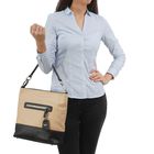 Сумка женская на молнии, 1 отдел, 2 наружных кармана, длинный ремень, цвет бежевый/коричневый - Фото 2
