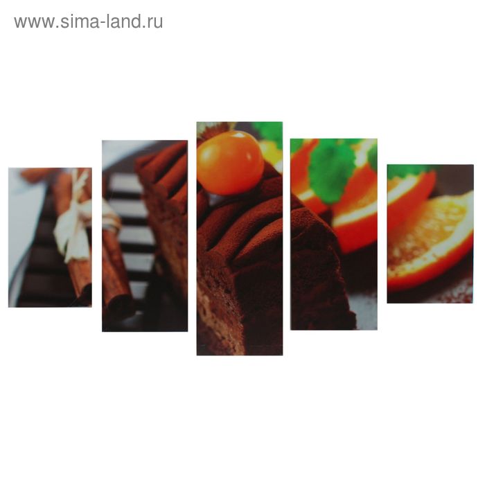 Картина модульная на подрамнике "Шоколадный кейк"   2-43х25, 2-58х25, 1-72х25 см, 75х135см - Фото 1