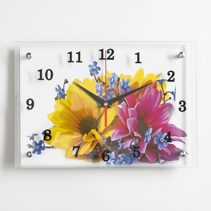 Часы настенные, серия: Цветы, "Два цветка", 25х35  см - Фото 1