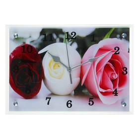 Часы-картина настенные, интерьерные "Три розы", бесшумные, 25 х 35 см