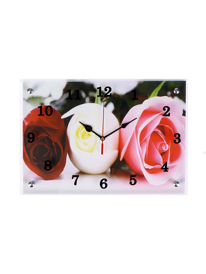 Часы-картина настенные, интерьерные "Три розы", бесшумные, 25 х 35 см - Фото 1