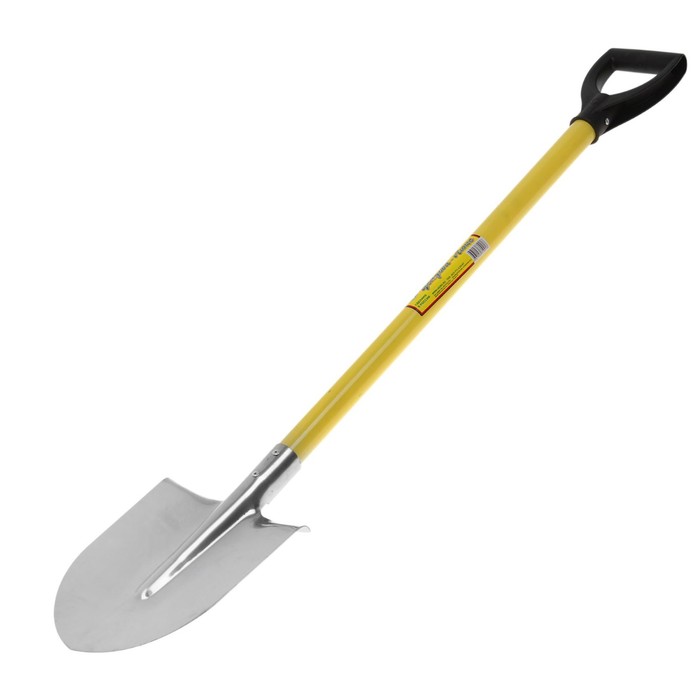 Лопата штыковая, острая, L = 118 см, нержавеющая сталь, металлический черенок, с ручкой - Фото 1