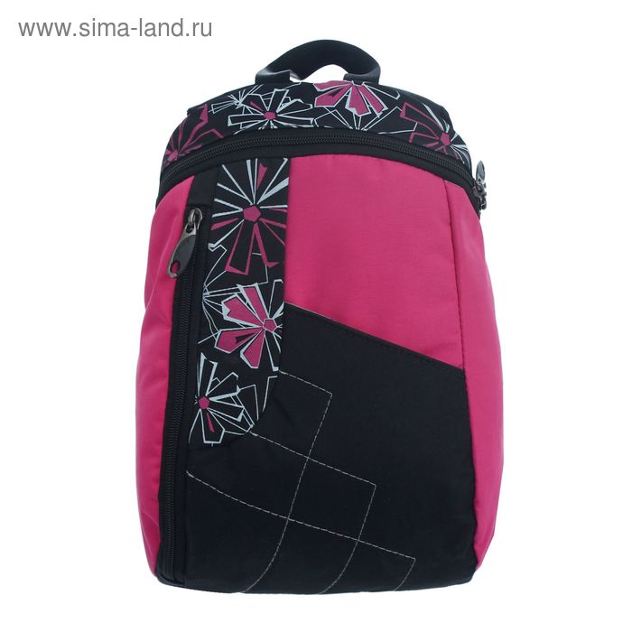 Рюкзак молодёжный на молнии "Ника", 1 отдел, 1 наружный карман, чёрный/розовый, МИКС - Фото 1