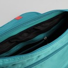 Сумка молодёжная на молнии, 2 отдела, 2 наружных кармана, длинный ремень, цвет бирюзовый - Фото 5