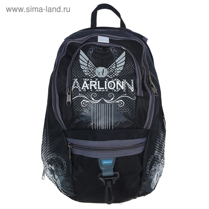Рюкзак молодёжный на молнии, 2 отдела, 2 наружных и 2 боковых кармана, чёрный/синий - Фото 1
