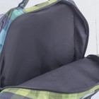 Рюкзак молодёжный на молнии "Клетка", 2 отдела, 1 наружный и 2 боковых кармана, зелёный/голубой - Фото 5