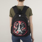 Рюкзак школьный, 2 отдела на молниях, наружный карман, 2 боковых кармана, цвет чёрный - Фото 2