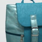 Рюкзак молодёжный на стяжке шнурком, 1 отдел, 3 наружных кармана, голубой - Фото 4