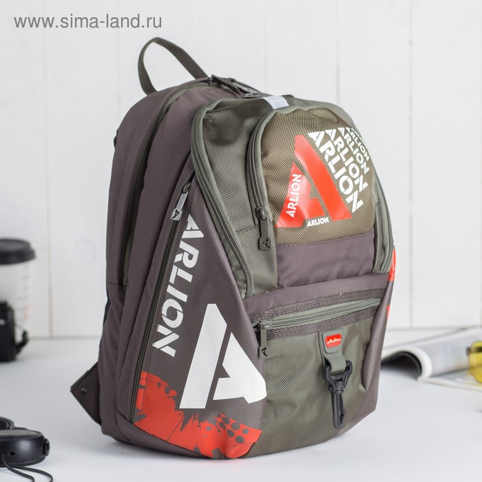 Рюкзак молодёжный на молнии, 2 отдела, 2 наружных и 2 боковых кармана, чёрный/красный - Фото 1