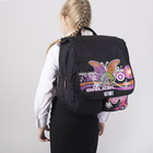 Рюкзак школьный, 2 отдела на молниях 2 наружных кармана, цвет чёрный - Фото 2