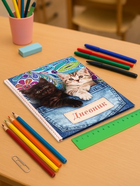 Дневник школьный для 1-11 классов, «Котята в кармане», твёрдая обложка 7БЦ, глянцевая ламинация, 40 листов
