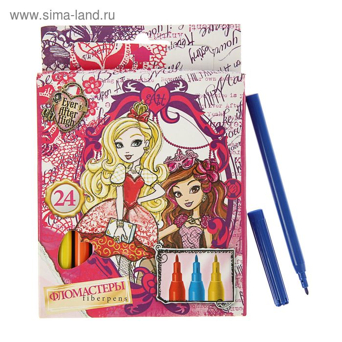 Фломастеры 24 цвета Ever After High, фиолетовые, вентилируемый колпачок - Фото 1