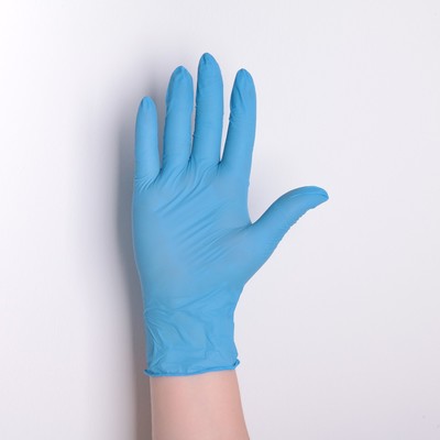 Перчатки A.D.M. нитриловые неопудренные, размер M, 100 шт/уп, 7 г, цвет голубой