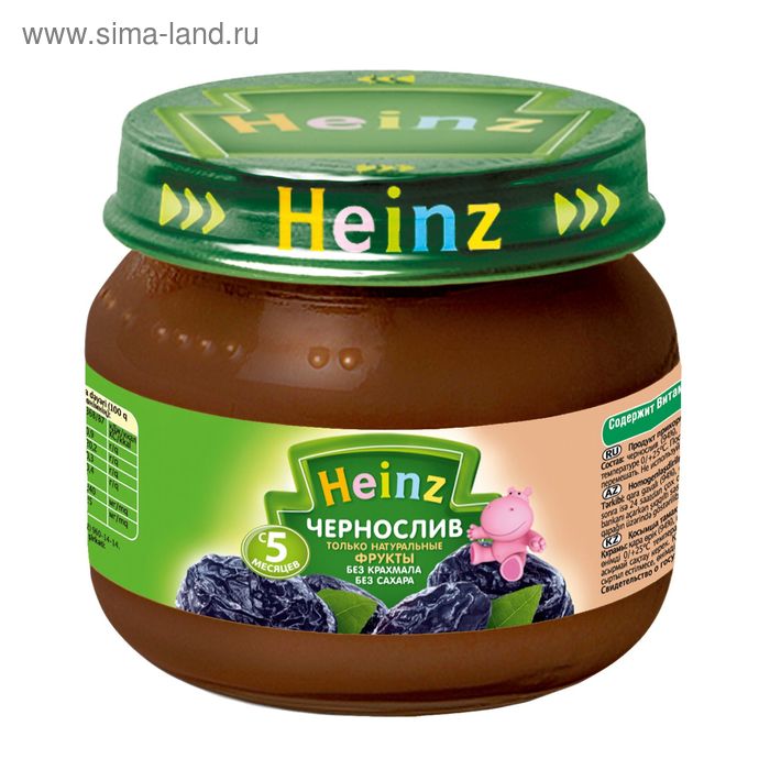 Фруктовое пюре Heinz чернослив, банка стеклянная 80 г - Фото 1