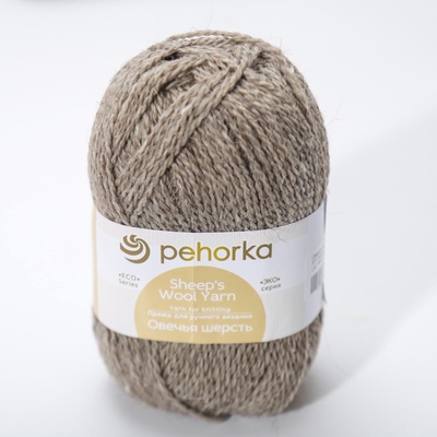 Пряжа для вязания спицами, крючком «Пехорский текстиль. Овечья шерсть», 100% шерсть, 200 м/100 г, (371 серый)