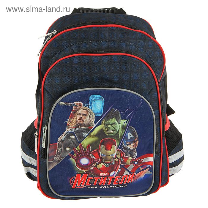 Рюкзак школьный эргономичная спинка Marvel Мстители Команда 38*28*13 см, для мальчика, черный - Фото 1