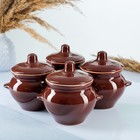 Горшки для запекания Борисовская керамика «Классика», 500 мл, набор 4 шт., коричневые - Фото 1