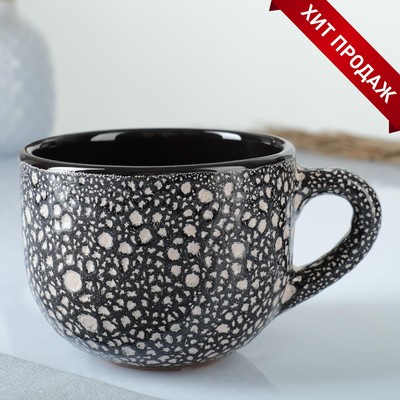 Кружка Борисовская керамика «Мрамор», 500 мл, 12×7.5 см, чёрная