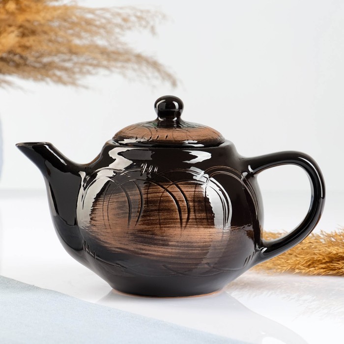 Чайник заварочный Борисовская керамика «Уют», с вкладышем, 1 л, 14×15.5 см, коричневый - Фото 1