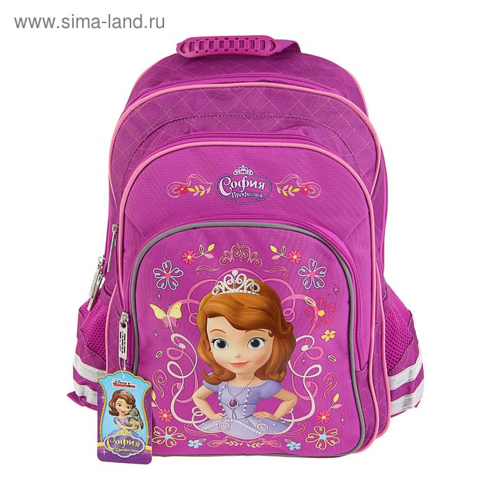 Рюкзак школьный эргономичная спинка Disney София 38*28*13 см, для девочки, розовый - Фото 1
