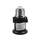 Переходник Ecola, с цоколя Е27 на Е27, с выходом на розетки, 75×45 мм - Фото 2