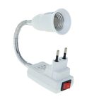 Переходник Ecola, вилка-патрон, Е27, 275×45 мм, с выключателем, гибкий, белый - Фото 1