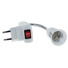 Переходник Ecola, вилка-патрон, Е27, 275×45 мм, с выключателем, гибкий, белый - Фото 3