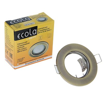 Светильник встраиваемый Ecola MR16 GU5.3 DL90, плоский, 30x80 мм, цвет чёрная бронза