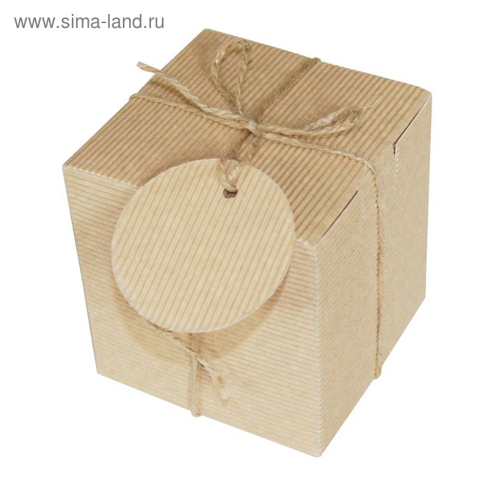 Коробка крафт из рифленого картона 9,5 х 9,5 х 9,5 см - Фото 1
