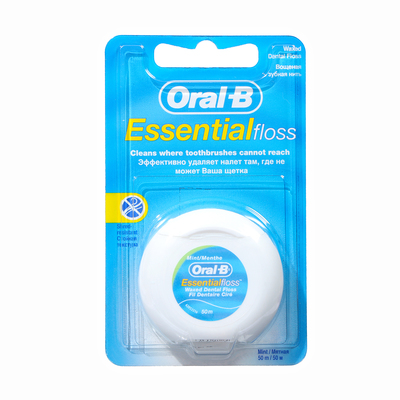 Нить зубная Oral-B Essential мятная, вощеная, 50 м