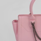 Сумка женская на молнии, 1 отдел с перегородкой, наружный карман, длинный ремень, цвет розовый - Фото 4