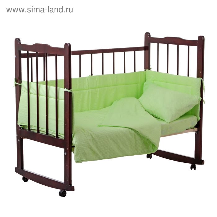 Комплект в кроватку "Горошки" (4 предмета), цвет зеленый 10403 - Фото 1