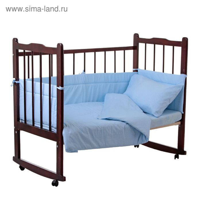Комплект в кроватку «Горошки» (4 предмета), цвет голубой - Фото 1