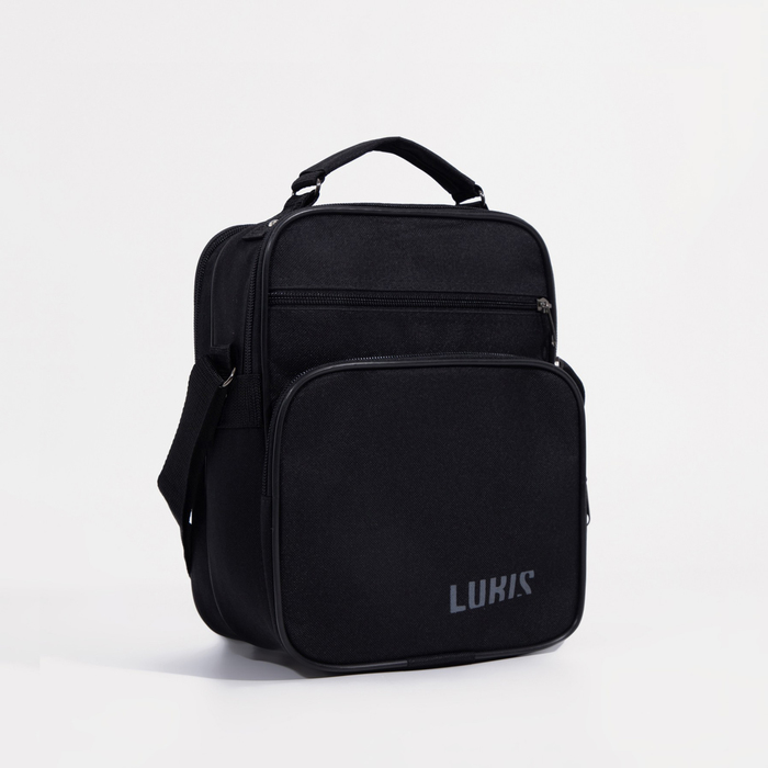 Сумка мужская Luris, 2 отдела на молнии, 2 наружных кармана, чёрная - Фото 1