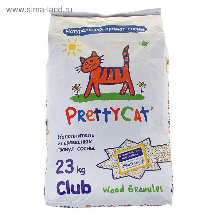 Наполнитель древесный PrettyCat Wood Granules CLUB, 23 кг - Фото 1