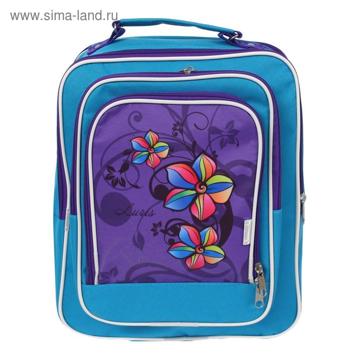 Ранец на молнии "Радужные цветы", 2 отдела, 2 наружных кармана, фиолетовый/голубой - Фото 1