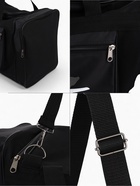 Сумка дорожная на молнии, 3 наружных кармана, длинный ремень, чёрная - Фото 4