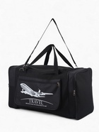 Сумка дорожная на молнии, 3 наружных кармана, длинный ремень, чёрная - Фото 1