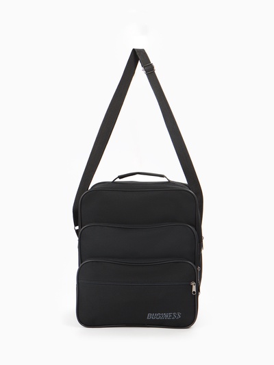 Сумка мужская Luris, 2 отдела на молнии, 3 наружных кармана, чёрная