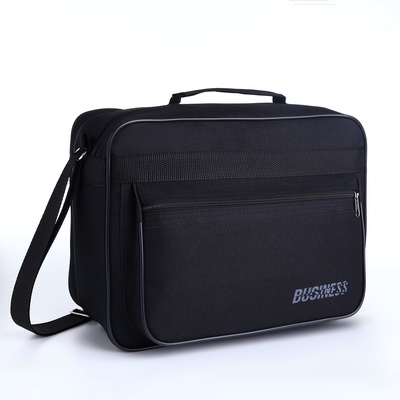 Сумка мужская Luris, с длинным ремнём, 2 отдела, на молнии, чёрная