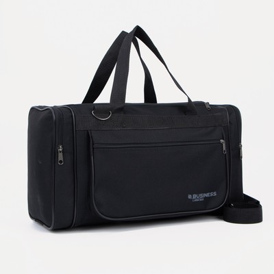 Сумка дорожная, 3 отдела на молниях, наружный карман, длинный ремень, чёрная