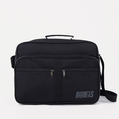 Сумка мужская на молниях Luris, длинный ремень, чёрная